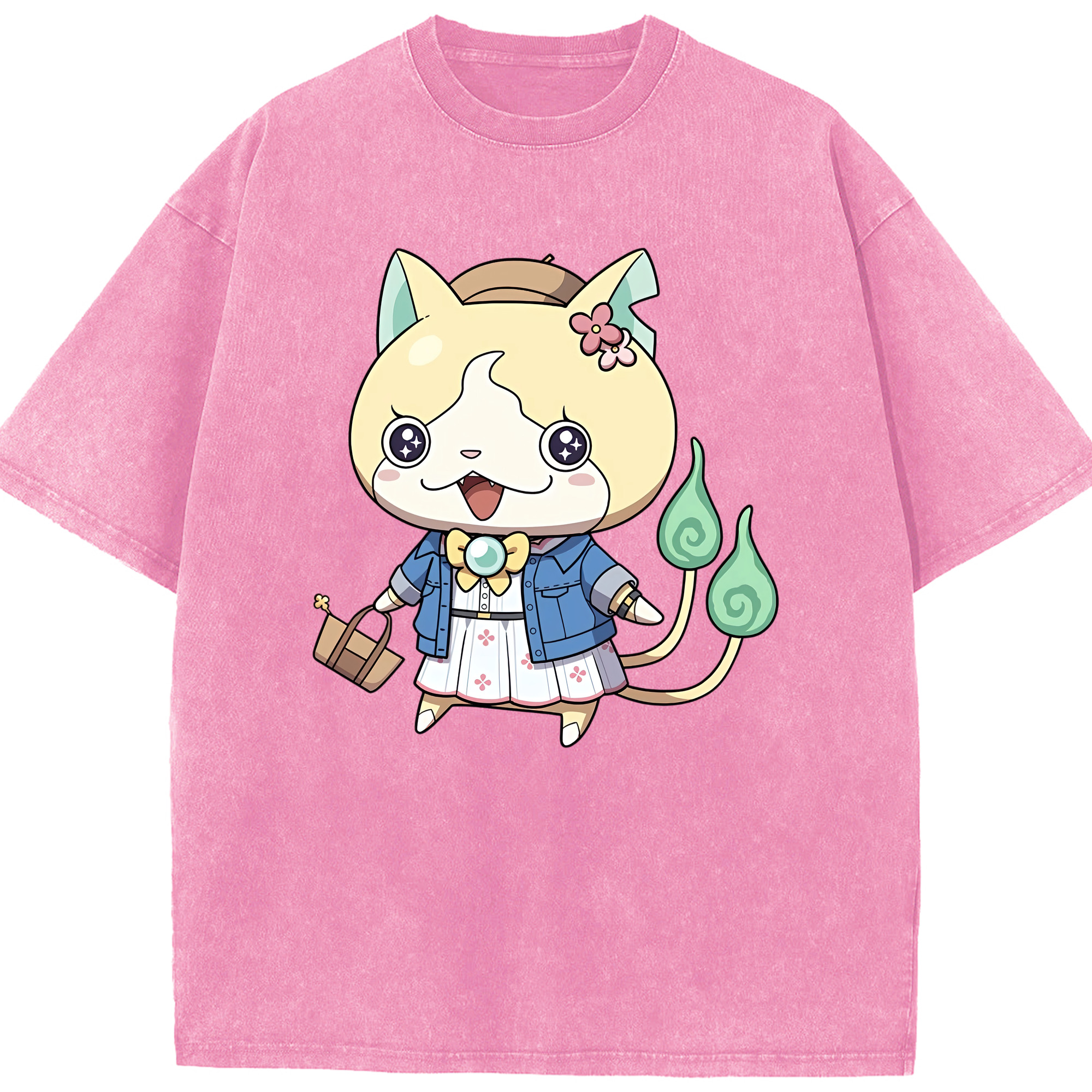 （画像用） 妖怪ウォッチ Yo-kai Watch 綿100% ヴィンテージ風 半袖Tシャツ（フロントプリント）